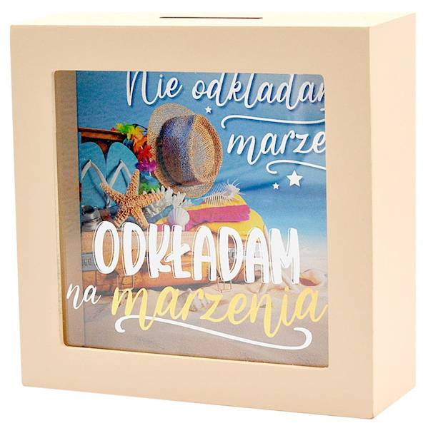 Skarbonka SKARBBOXY "... ODKŁADAM na marzenia" (plaża) SBB-021