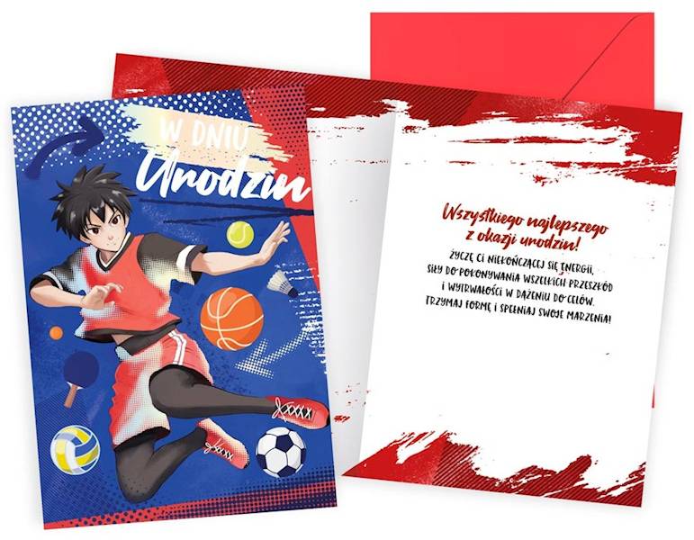 Karnet z kopertą: Urodziny (anime, piłki, chłopięce) PR-560