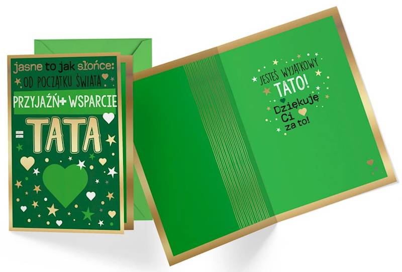 Karnet z kopertą: "PRZYJAŹŃ + WSPARCIE = TATA" PR-418