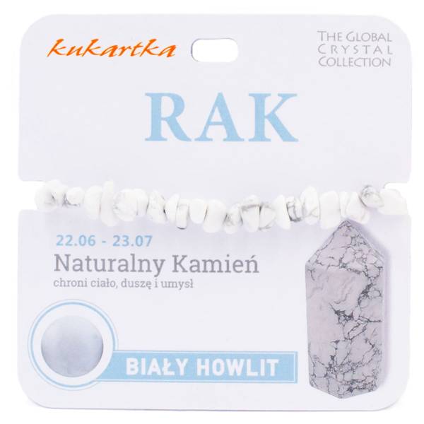 Bransoletka kukartka ZNAK ZODIAKU: RAK (biały howlit) - BRA-005