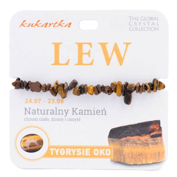 Bransoletka kukartka ZNAK ZODIAKU: LEW (tygrysie oko) - BRA-006