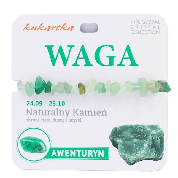 Bransoletka kukartka ZNAK ZODIAKU: WAGA (awenturyn) - BRA-008