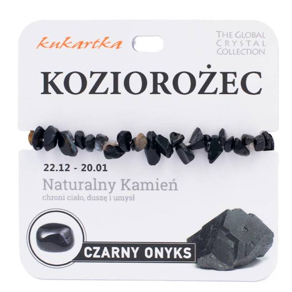Bransoletka kukartka ZNAK ZODIAKU: KOZIOROŻEC (czarny onyks) - BRA-011