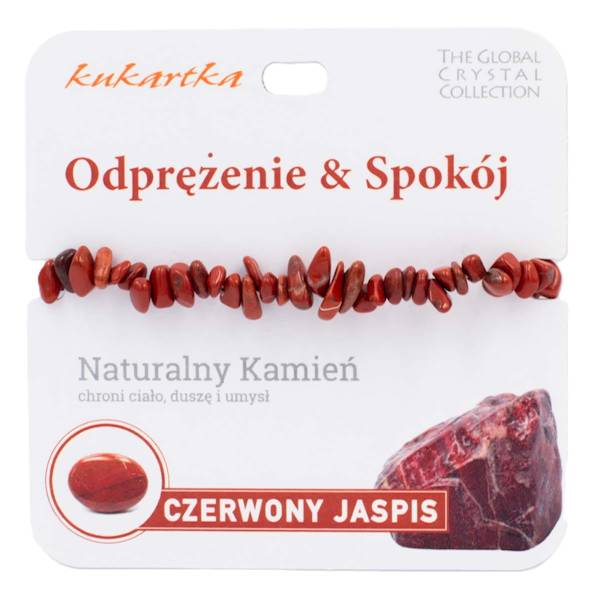 Bransoletka kukartka: ODPRĘŻENIE I SPOKÓJ (czerwony jaspis) - BRA-014