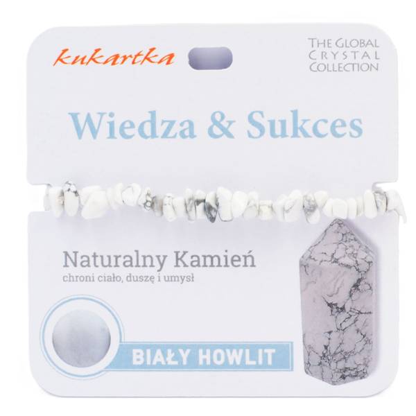 Bransoletka kukartka: WIEDZA I SUKCES (biały howlit) - BRA-017