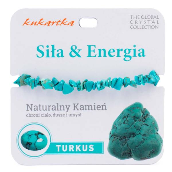 Bransoletka kukartka: SIŁA I ENERGIA (turkus) - BRA-024