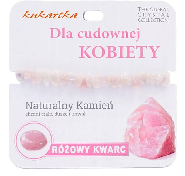 Bransoletka kukartka: DLA CUDOWNEJ KOBIETY (różowy kwarc) - BRA-027