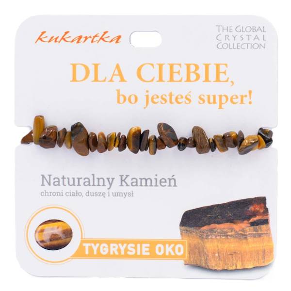 Bransoletka kukartka: DLA CIEBIE, BO JESTEŚ SUPER! (tygrysie oko) - BRA-030