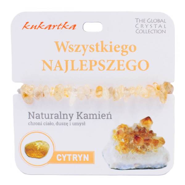 Bransoletka kukartka: WSZYSTKIEGO NAJLEPSZEGO (cytryn) - BRA-031