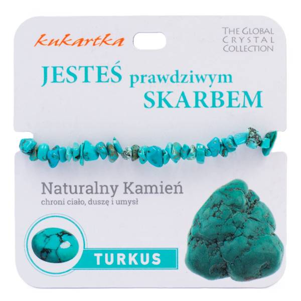 Bransoletka kukartka: JESTEŚ PRAWDZIWYM SKARBEM (turkus) - BRA-036
