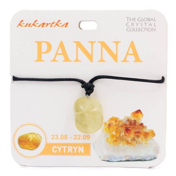 Naszyjnik kukartka ZNAK ZODIAKU: PANNA (cytryn) - NAS-007