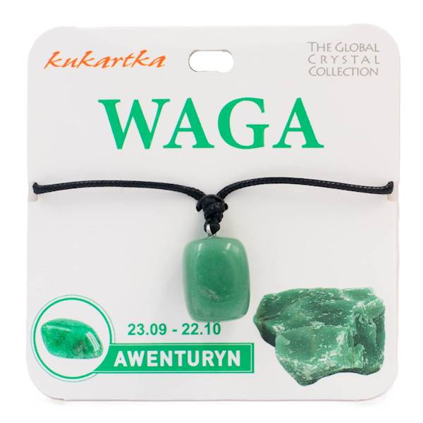 Naszyjnik kukartka ZNAK ZODIAKU: WAGA (awenturyn) - NAS-008