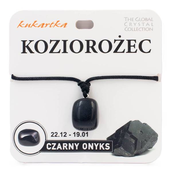 Naszyjnik kukartka ZNAK ZODIAKU: KOZIOROŻEC (czarny onyks) - NAS-011