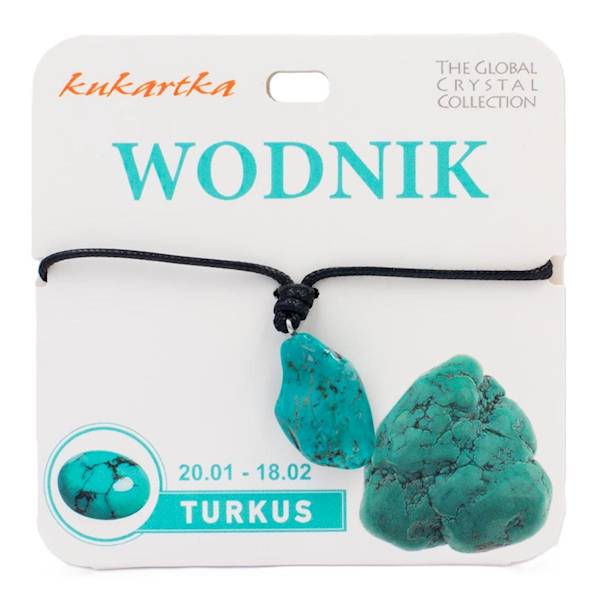 Naszyjnik kukartka ZNAK ZODIAKU: WODNIK (turkus) - NAS-012