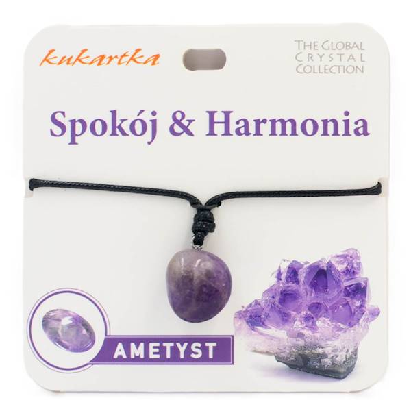 Naszyjnik kukartka: SPOKÓJ I HARMONIA (ametyst) - NAS-013