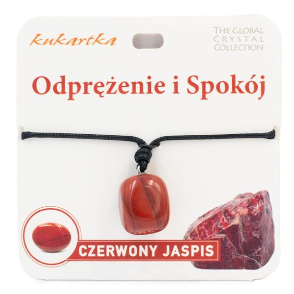 Naszyjnik kukartka: ODPRĘZENIE I SPOKÓJ (czerwony jaspis) - NAS-014