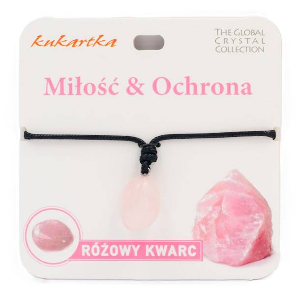 Naszyjnik kukartka: MIŁOŚĆ I OCHRONA (różowy kwarc) - NAS-015