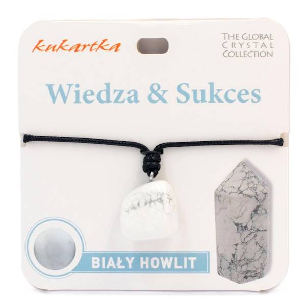 Naszyjnik kukartka: WIEDZA I SUKCES (biały howlit) - NAS-017