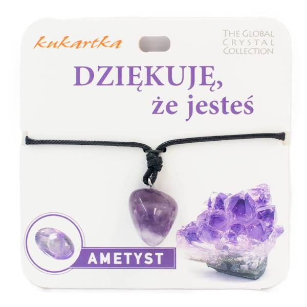 Naszyjnik kukartka: DZIĘKUJĘ, ŻE JESTEŚ (ametyst) - NAS-025