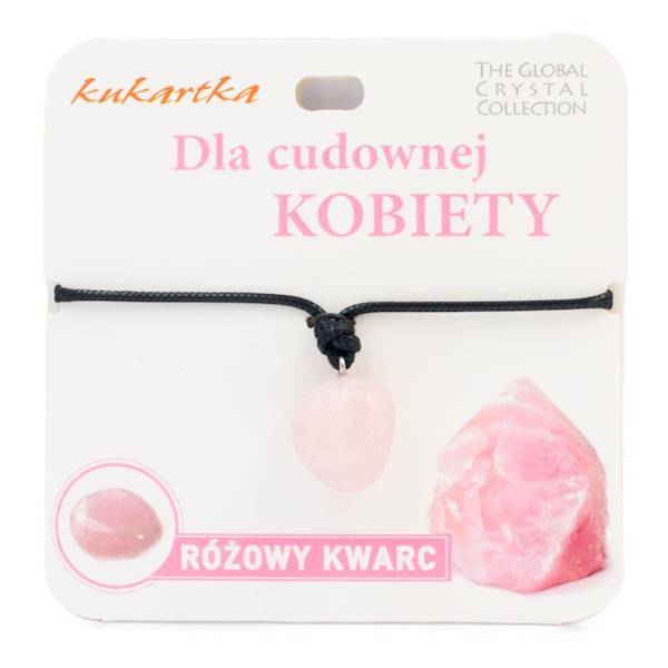 Naszyjnik kukartka: DLA CUDOWNEJ KOBIETY (różowy kwarc) - NAS-027