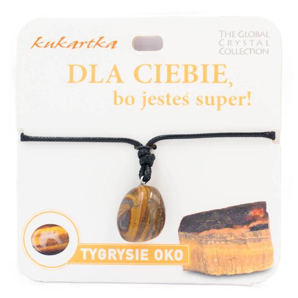 Naszyjnik kukartka: DLA CIEBIE, BO JESTEŚ SUPER! (tygrysie oko) - NAS-030
