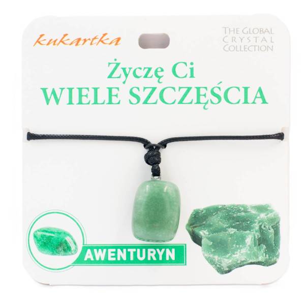Naszyjnik kukartka: ŻYCZĘ CI WIELE SZCZĘŚCIA (awenturyn) - NAS-032