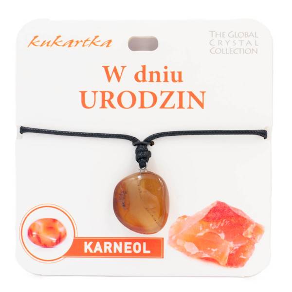 Naszyjnik kukartka: W DNIU URODZIN (karneol) - NAS-033