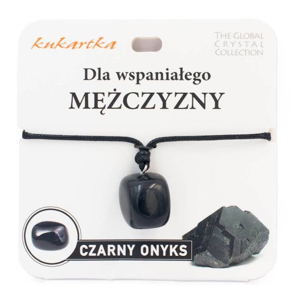 Naszyjnik kukartka: DLA WSPANIAŁEGO MĘŻCZYZNY (czarny onyks) - NAS-035
