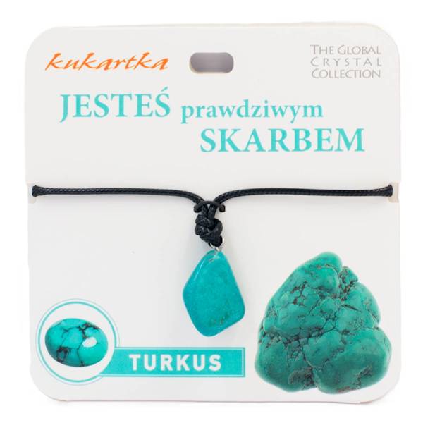 Naszyjnik kukartka: JESTEŚ PRAWDZIWYM SKARBEM (turkus) - NAS-036