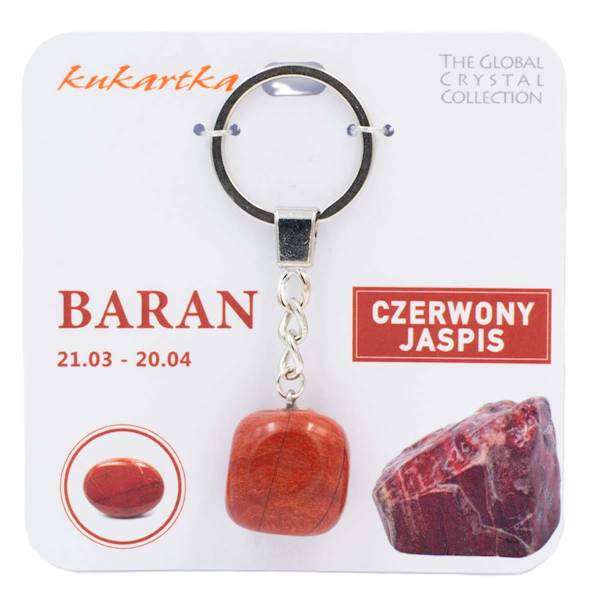 Brelok kukartka ZNAK ZODIAKU: BARAN (czerwony jaspis) - BKN-002