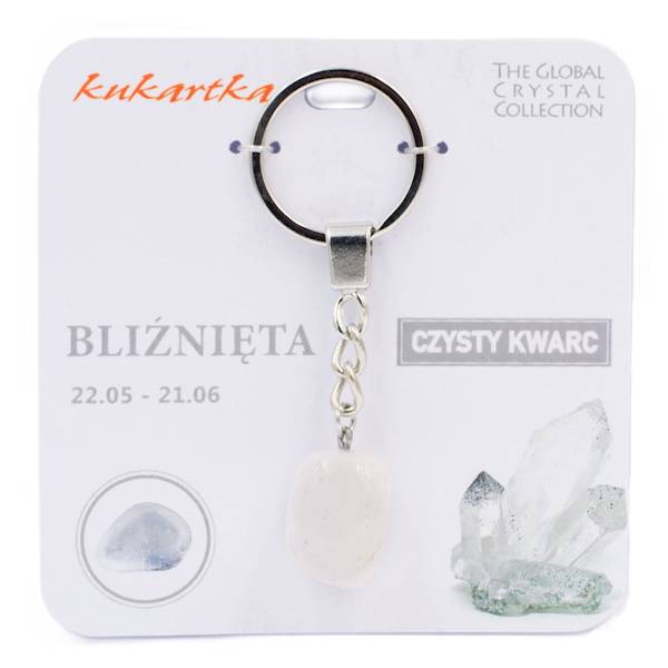 Brelok kukartka ZNAK ZODIAKU: BLIŹNIĘTA (czysty kwarc) - BKN-004