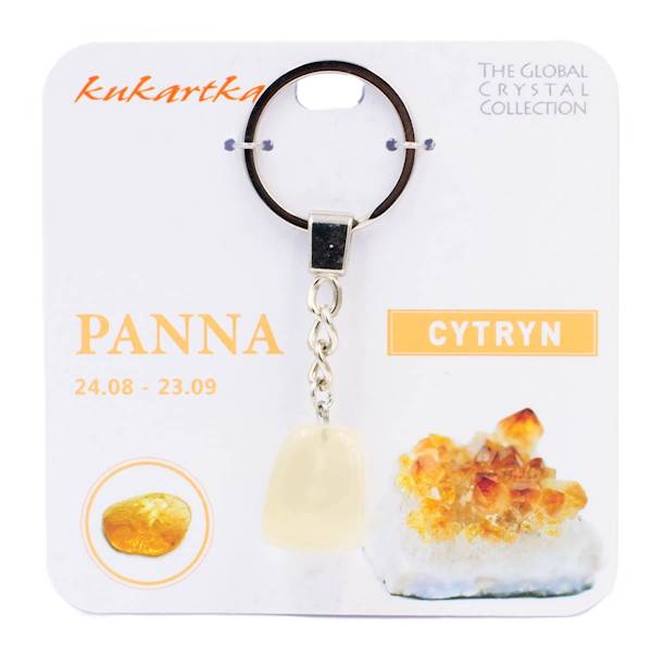 Brelok kukartka ZNAK ZODIAKU: PANNA (cytryn) - BKN-007