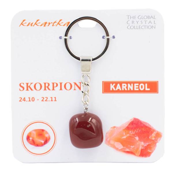 Brelok kukartka ZNAK ZODIAKU: SKORPION (karneol) - BKN-009