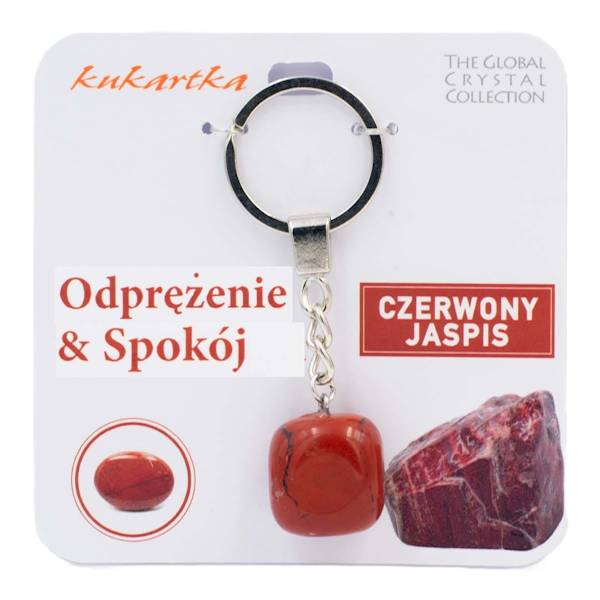 Brelok kukartka: ODPRĘŻENIE I SPOKÓJ (czerwony jaspis) - BKN-014