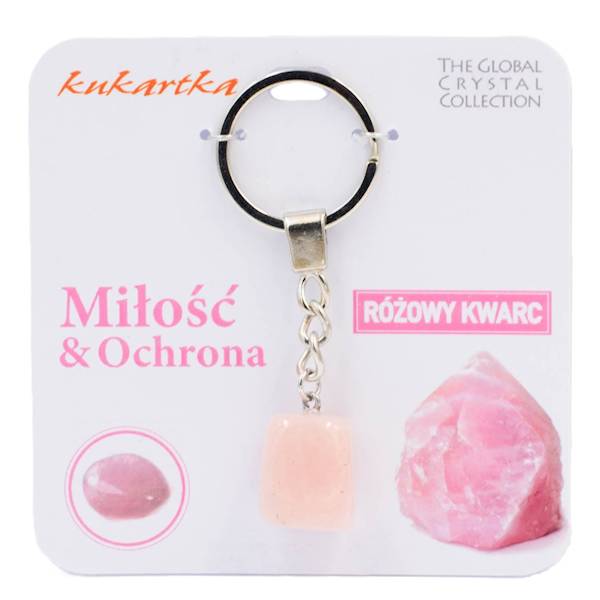 Brelok kukartka: MIŁOŚĆ I OCHRONA (różowy kwarc) - BKN-015