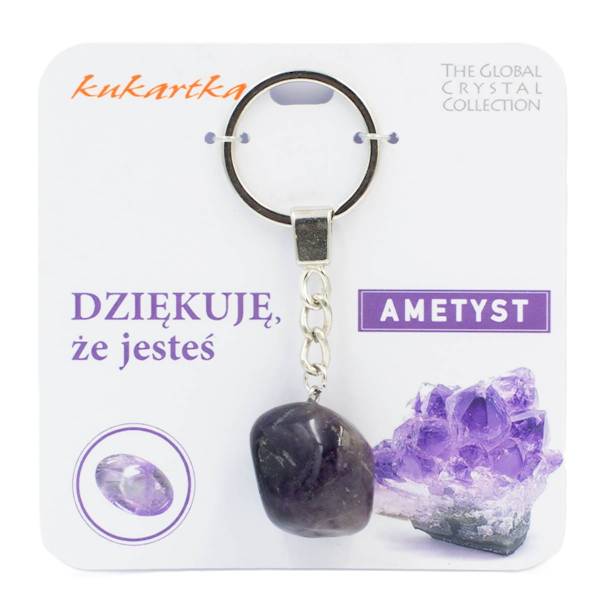 Brelok kukartka: DZIĘKUJĘ, ŻE JESTEŚ (ametyst) - BKN-025