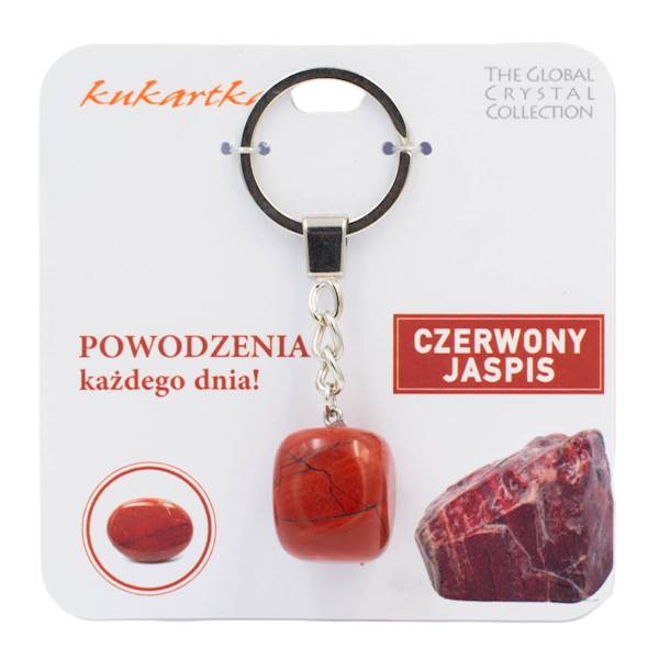 Brelok kukartka: POWODZENIA KAŻDEGO DNIA! (czerwony jaspis) - BKN-026