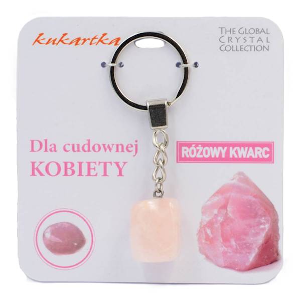 Brelok kukartka: DLA CUDOWNEJ KOBIETY (różowy kwarc) - BKN-027