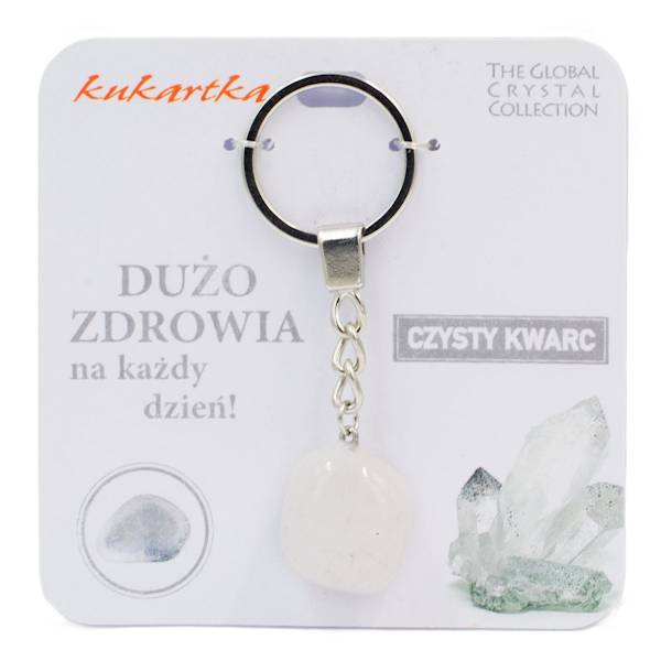 Brelok kukartka: DUŻO ZDROWIA (czysty kwarc) - BKN-028