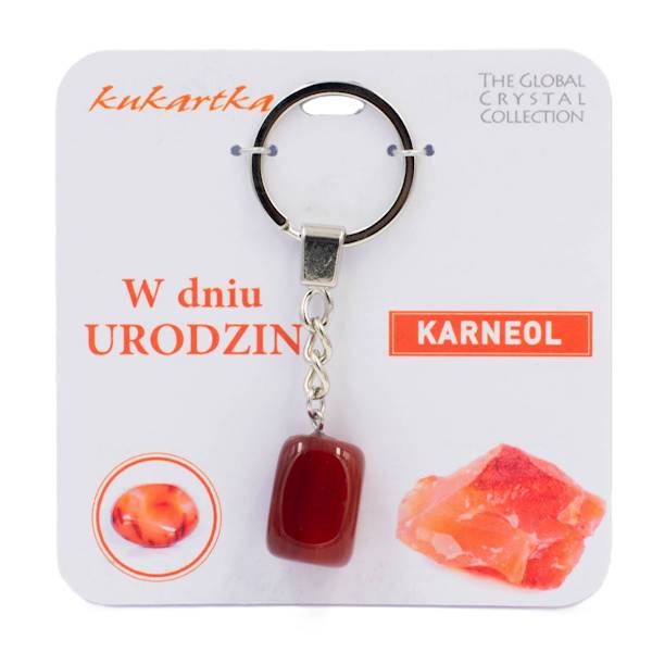Brelok kukartka: W DNIU URODZIN (karneol) - BKN-033