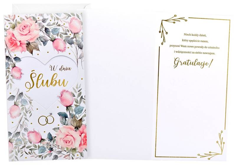 Karnet z kopertą: "W dniu Ślubu" PM-426 Ślub