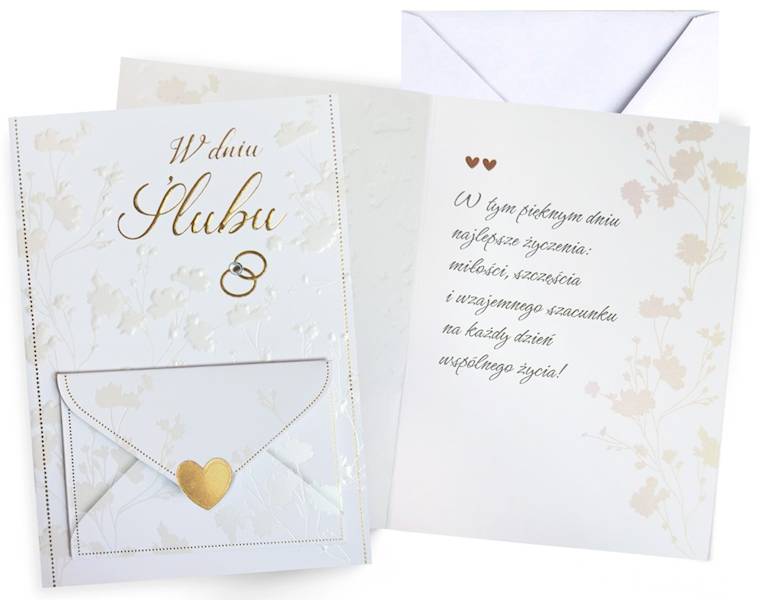 Karnet z kopertą + MINI KOPERTA: "W dniu Ślubu" DK-1316 Ślub