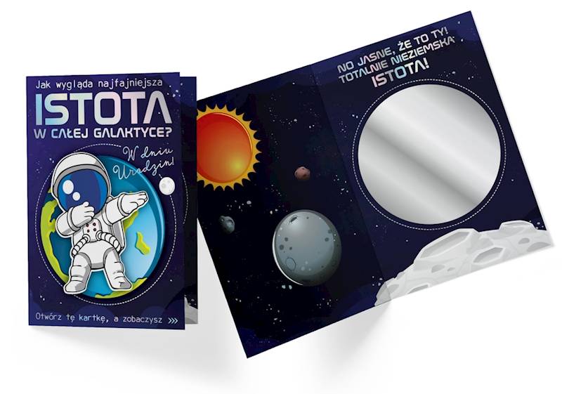 Karnet z kopertą: Urodziny (lusterko, kosmonauta) DK-850