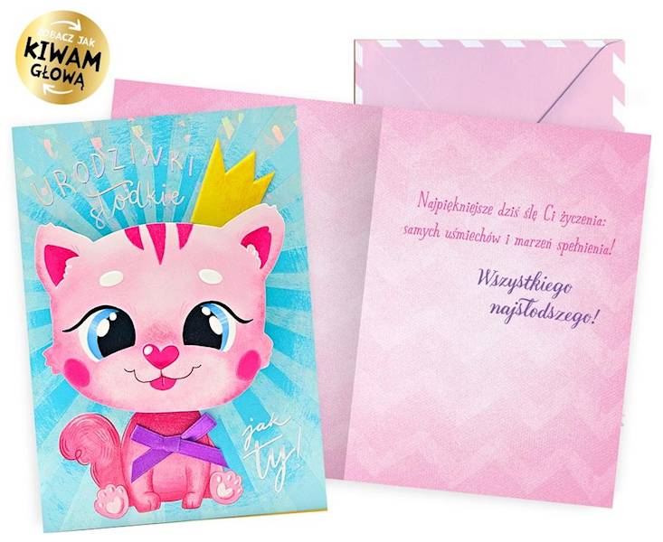 Karnet z kopertą: Urodziny dziecięce (kotek) DK-1028
