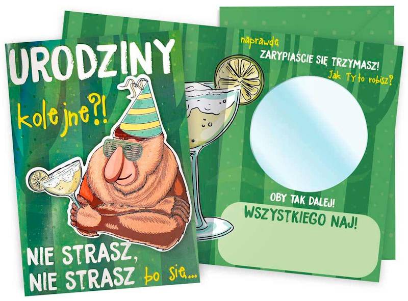 Karnet z kopertą: Urodziny (lusterko, "NIE STRASZ, NIESTRASZ") DK-959
