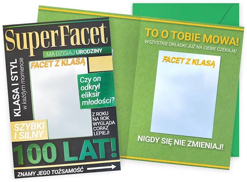 Karnet z kopertą: Urodziny męskie (lusterko, super facet) DK-1215