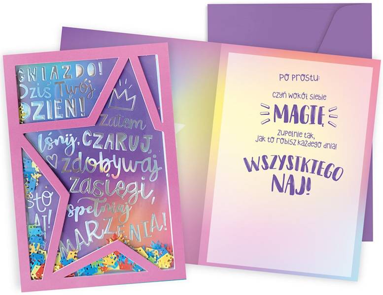 Karnet z kopertą KONFETTI: Urodziny (gwiazda) KNF-050