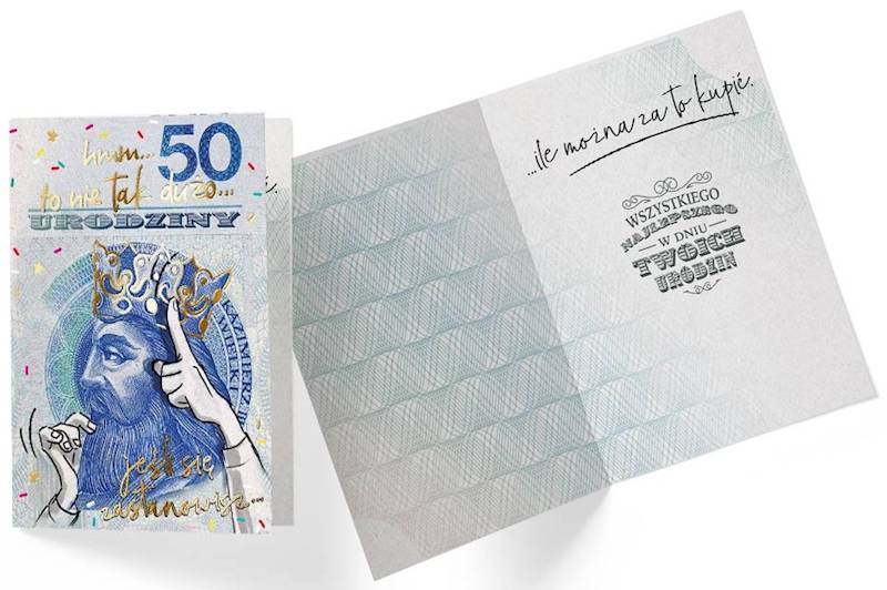 Karnet z kopertą: Urodziny 50 (banknot 50) PP-2182