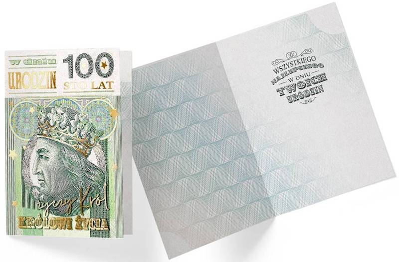 Karnet z kopertą: Urodziny 100 lat (banknot 100) PP-2183