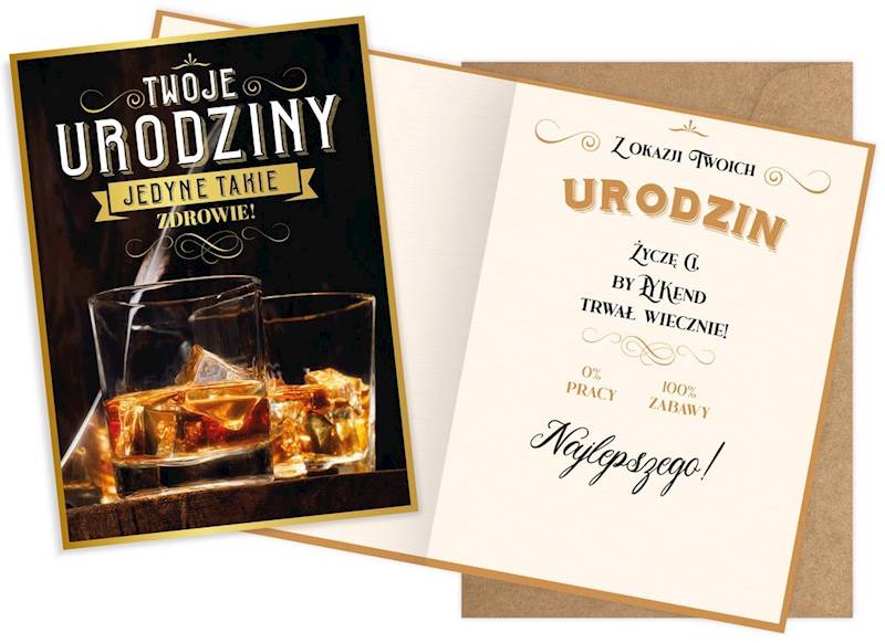 Karnet z kopertą: Urodziny "TWOJE URODZINY JEDYNE TAKIE" V-049